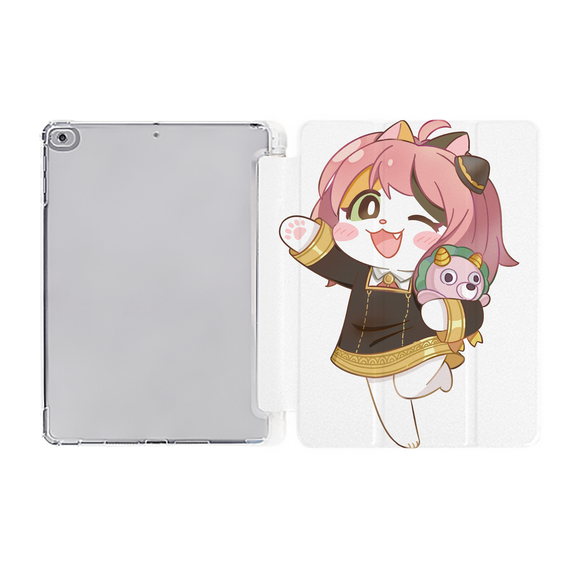 （画像用） SPY×FAMILY间谍家家酒 IPad ケース ペン収納付き 三つ折りスタンド PUレザー×シリコン 対応機種9.5/10.5/10.9インチ